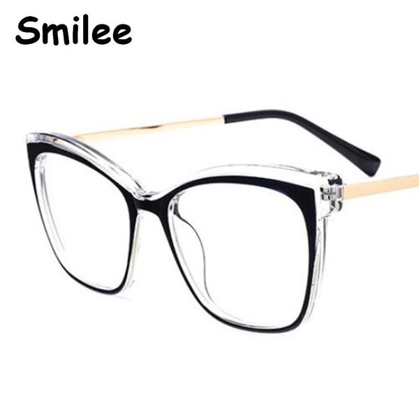 

2021 new oversized cat eye tr90 anti blue glasses metal spring hinge blue red green eyeglasses frames fashion computer glasses, Black