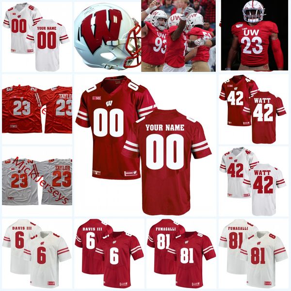 

custom wisconsin badgers football joe thomas tim krumrie ron dayne pat richter pat harder elroy hirsch melvin gordon michael deiter jersey, Black