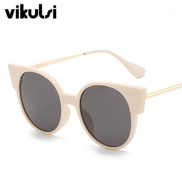 

sunglasses 2021 beige black shades cat eye women vintage circle oversized sun glasses metal legs women's round eyewear uv4001, White;black