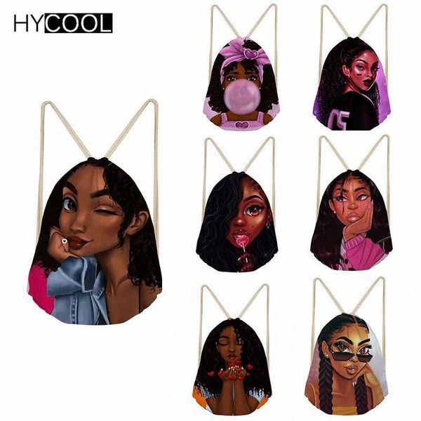 

hycool black girls magic african drawstring bag for girls women fitness bag yoga teenager sports bolso deportivo mujer bl8v#