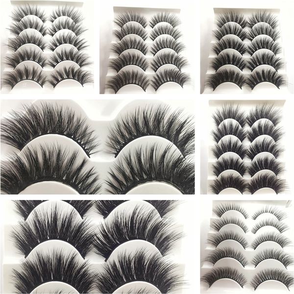 

5 pairs one lot natural mink false eyelashes thick long 3d eyelashes strip lashes factory price youcool lash for sale