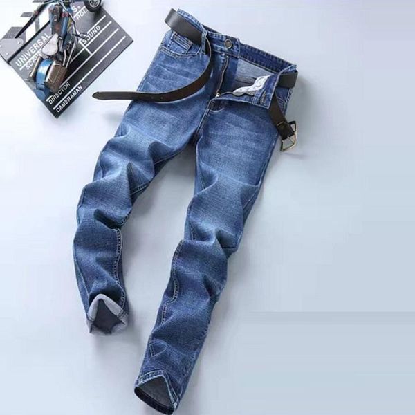 

men's jeans spring autumn men casual flim denim pants stretch pencil skinny trousers fashion streetwear, Blue
