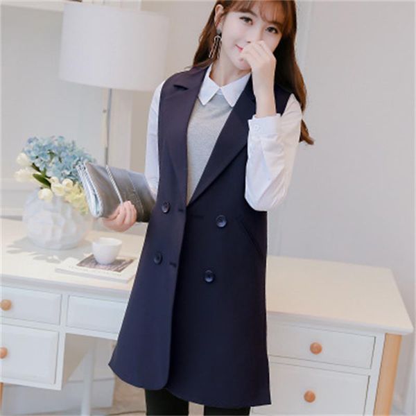 

women's vests 2021 fashion waistcoat women no button black jacket sleeveless blazer white casual outwear, Black;white