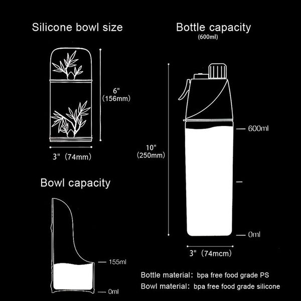 

600ml dog water bottle portabal travel pet puppy cat water dispenser feeder dog bowl for small medium dogs cats drinking bbyjqw