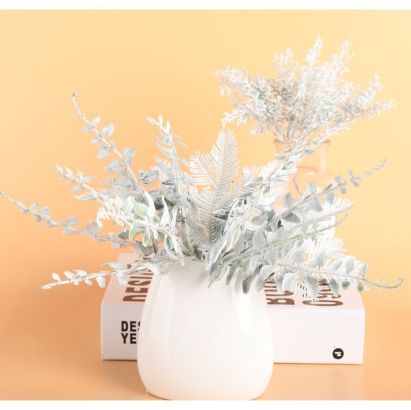 

6pcs artificial white flowers diy scrapbooking small bouquet ferns fake plants faux grass for home wedding christmas decoration f jllqpf