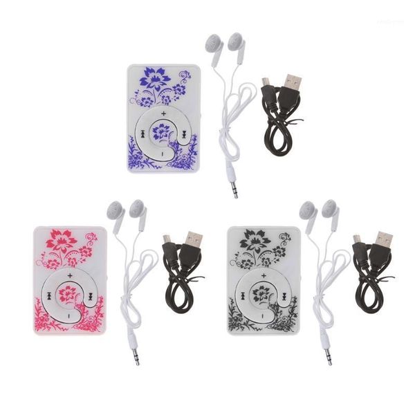 

mini clip floral pattern music mp3 player 32gb tf card with mini usb cable + earphone1