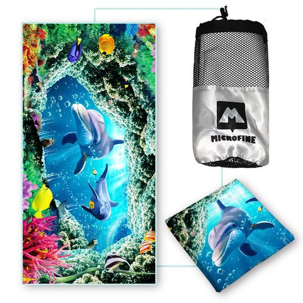 

towel microfine beach sand quick dry microfiber dolphin wearable sport travel gym towels