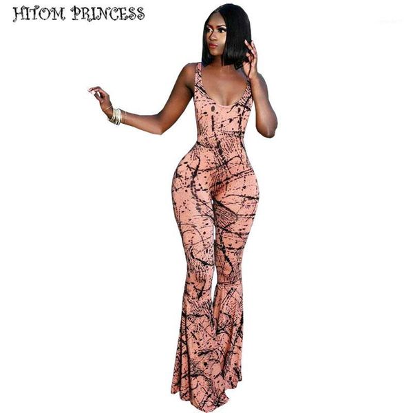 

women's jumpsuits & rompers hitom princess sleeveless print jumpsuit for women 2021 wide leg plus size skinny overalls clubwear1, Black;white