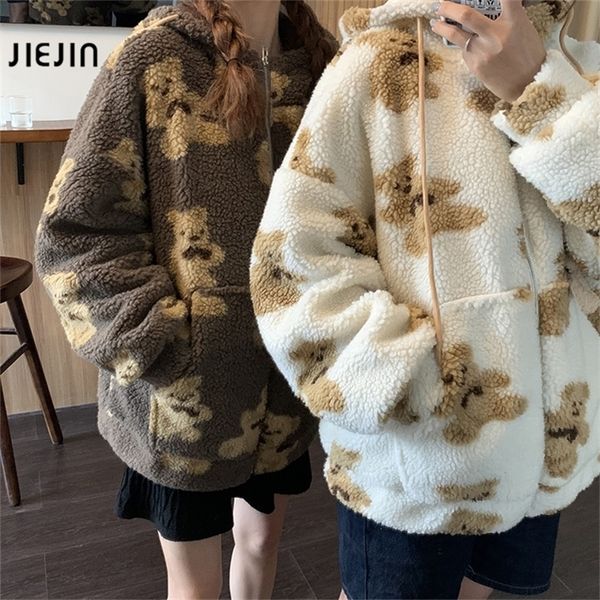 

women hoodies zipper teddy coat harajuku loose kawaii clothes womens korea sweatshirt oversized hoodie women 4xl 201207, Black