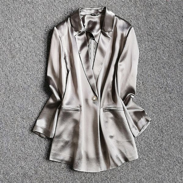 Marka Moda Kadınlar High-end Lüks Yaz Ince Asetat Blazer Coat 201201