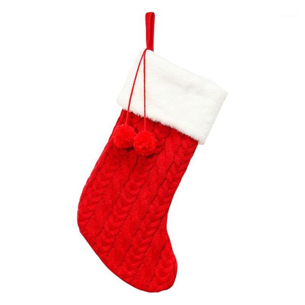 

christmas decorations stocking hanging gift bag kids old man home ornaments thick decoration traditional party candy knitted pendant1