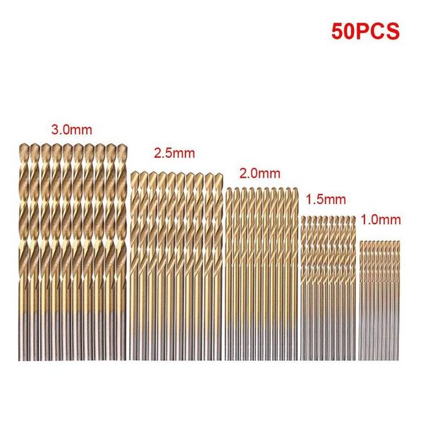 

50pcs titanium coated drill bits set hss high speed steel drill bits set tool hand tools set 1/1.5 bbylcr