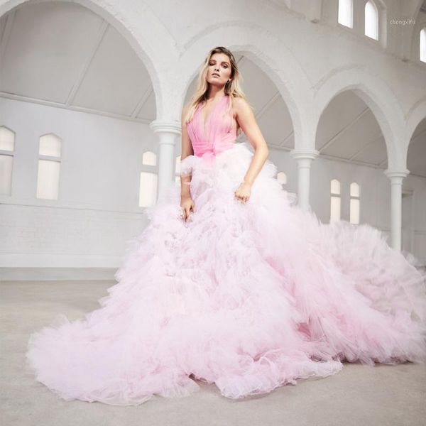 

sweet blush pink puffy tutu bridal skirts ruffles tiered ball gowns women long pleated tulle skirts elastic with long train1, Black