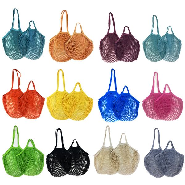 

portable net string bag for shopping storage bag fruit vegetable reusable grocery bags eco-friendly organic cotton mesh tote handbags