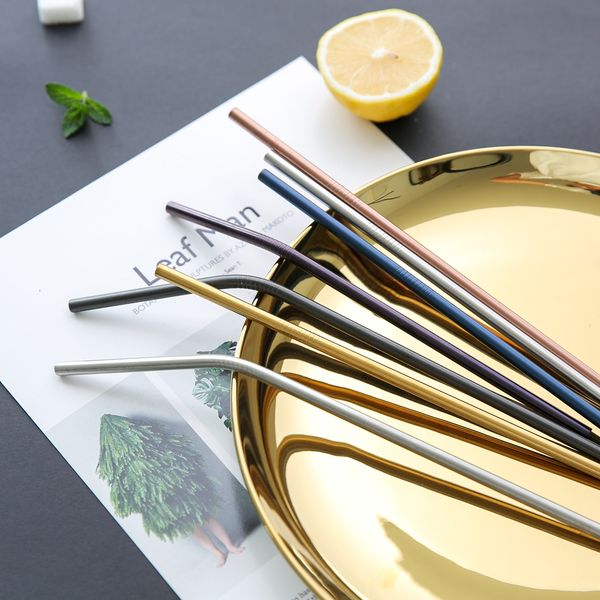 

colorful reusable drinking 304 6*215mm stainless steel metal straw for mugs