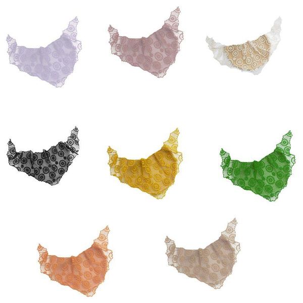 

Women Sweet Lace Triangle Neck Scarf Embroidery Floral Neckerchief Head Wraps 85WB, Blue;gray