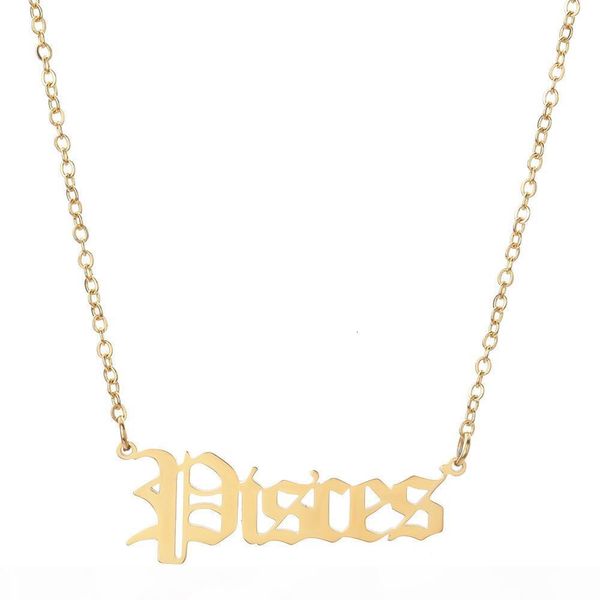 

ci48new arrival zodiac stainless steel letter necklace taurus aquarius scorpio gemini sagittarius pendant jewelry drop s