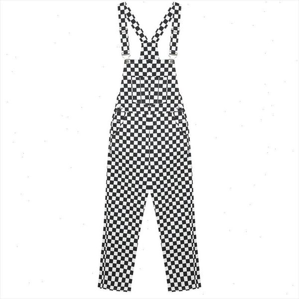 

women checkerboard wide leg pants overalls 2021 casual old school hiphop harajuku checkered plaid rompers womens jumpsuit, Black;white