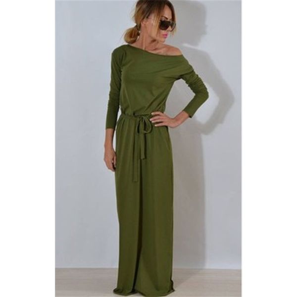 

girl strapless loose dress fashion trend long sleeve round neck long skirts designer female spring new casual high waist formal dress, Black;gray