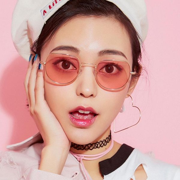 

sunglasses 2021 trendy candy colored women irregular hexagon sunglass transparent lens eyewear clear, White;black