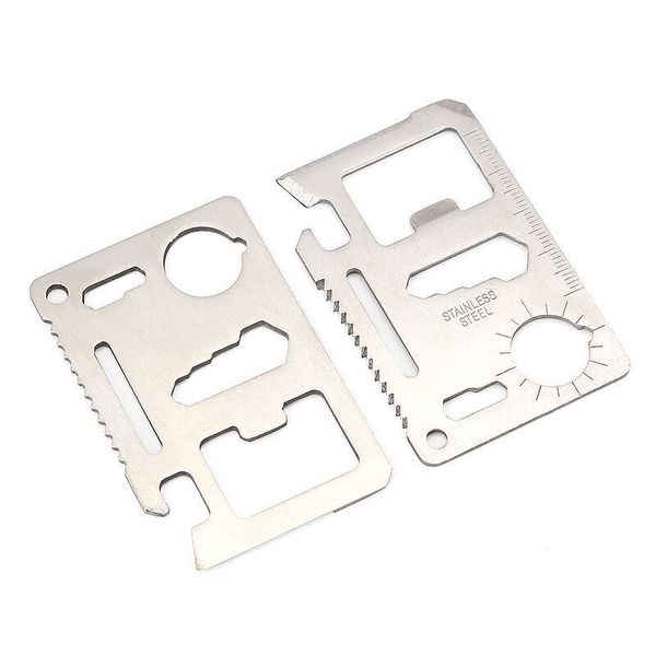 Strumenti di bottiglia di forma di carta di credito in acciaio inox Strumenti multifunzione Strumenti multifunzione Coltello da campeggio Pocket 11 in 1