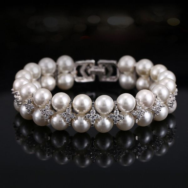 

aglover genuine 925 silver natural freshwater pearl bracelet for woman silver zircon wedding birthday christmas jewelry gift t200422, Black