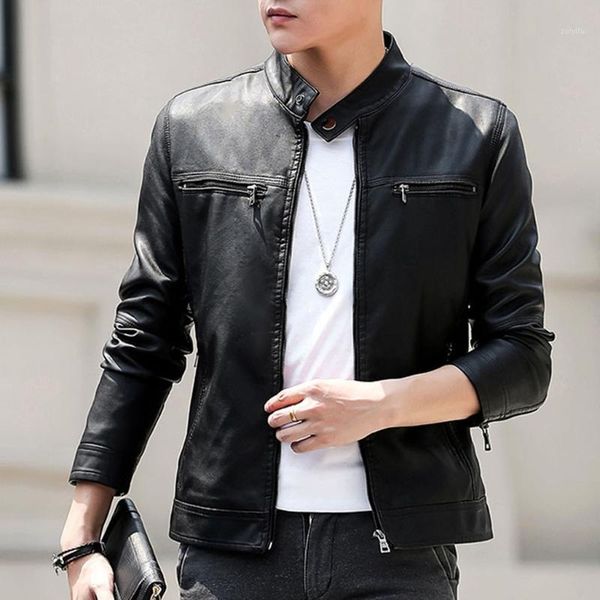 

jaycosin leather jacket men chamarra hombre biker motorcycle long sleeve men's jackets jaqueta masculina mens coats 19aug191, Black;brown