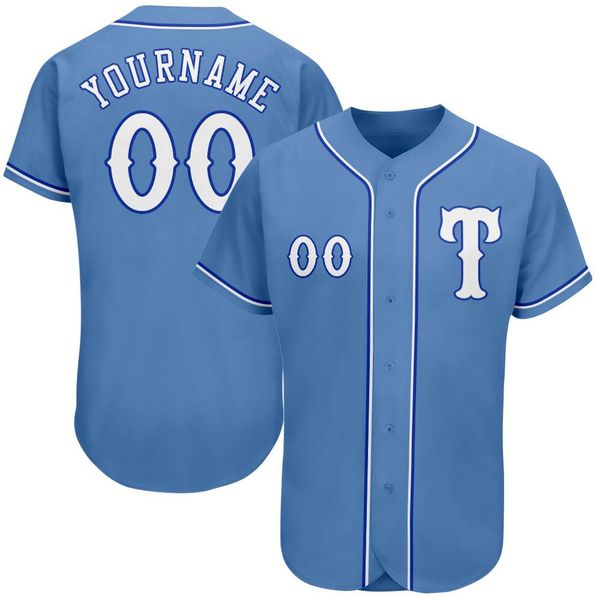 

custom light blue white-royal-0006 authentic baseball jersey, Blue;black