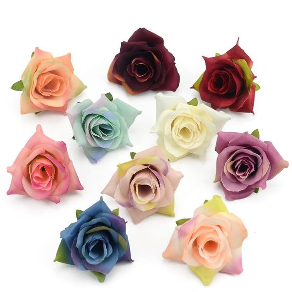 

10pcs diy artificial silk flowers head for home wedding party decoration wreath gift box scrapbooking fake bbyuxu