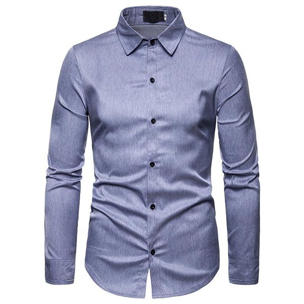 

mens casual button down dress shirts 2020 brand new slim fit long sleeve chemise homme classic business formal shirt for men, White;black