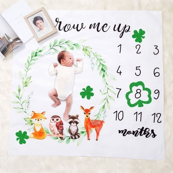 

newborn baby milestone number phone pattern cloud balloon flower pattern mat blanket pgraphy background backdrop cloth y201009