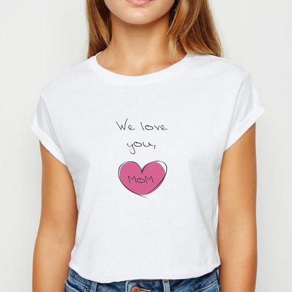 

oversize i love you mom tshirt spring summer comfortable t shirt harajuku vintage female show thin round neck t-shirt, White