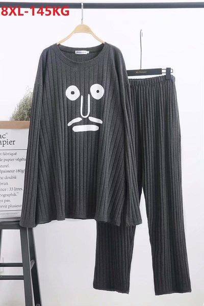

men's sleepwear autumn winter women men couple pajamas sets funny cotton home plus size 8xl oversize cartoon loose pijamas homewear 54, Black;brown