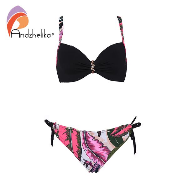 

andzhelika bikinis women swimsuit push up bikini set high-grade pearl jewelry 2020 summer plus size swimwear bathing suits y1120, White;black