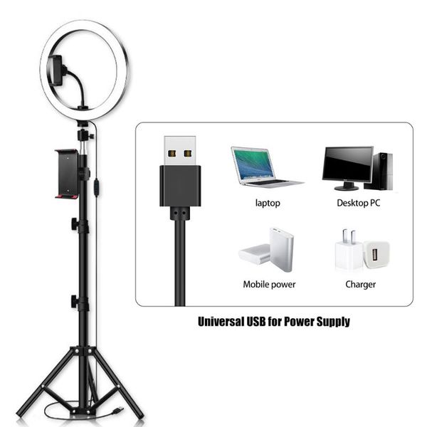 

10 inch selfie light dimmable cold warm led ring light 10 levels with tripods phone tablet holder for live makeup video lighting