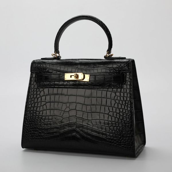 

new leather women's handbag alligator belly kelly bag