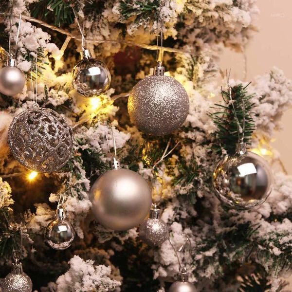 

100pcs plastic christmas ball glitter christmas tree ornaments hanging home decorations palline natale decor navidad1