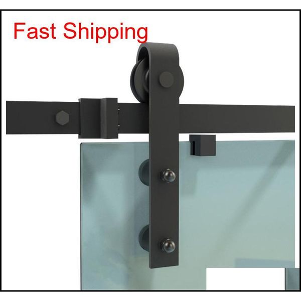 

diyhd 5.5ft rustic black glass sliding barn door hardware interior frameless sliding qylowm yh_pack