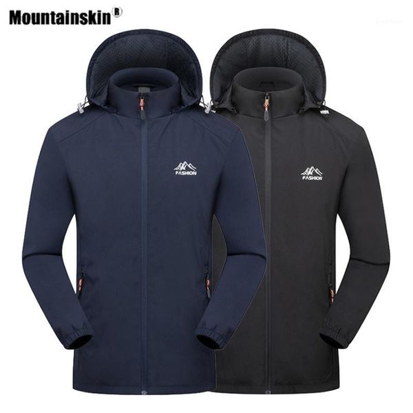 

outdoor jackets&hoodies mountainskin autumn men's removable cap hiking jackets climbing cold protection breathable camping windbreakers, Blue;black
