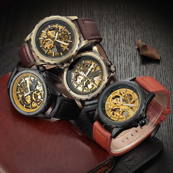 

men's movement mechanical watch automatic watch taobao goods shenhua, Slivery;brown