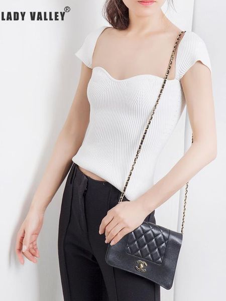 

retro square collar tube slim fit knitted sweater lady spring skinny fashion all-around pullover short sleeve1, White;black