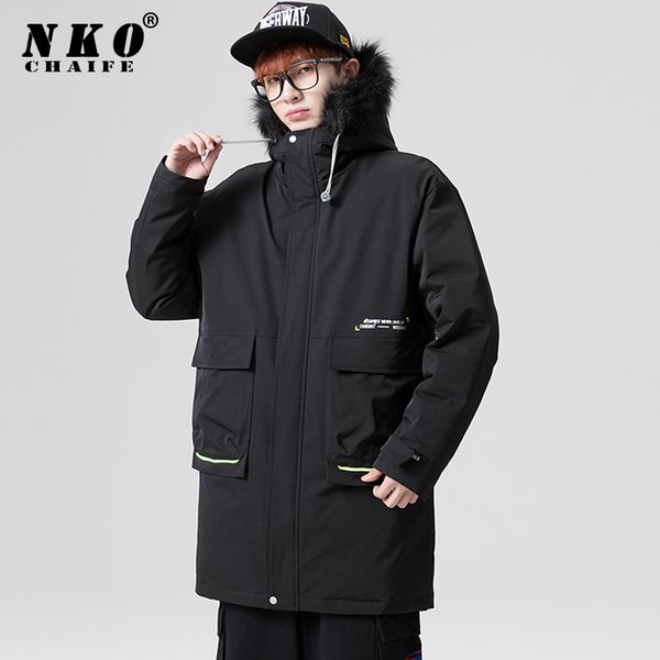 

chaifenko winter new fashion casual long couple parka coat thick warm brand women down jacket men q1209, Black