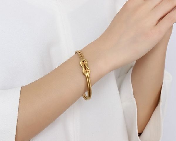 

steel love twist knot cuff bracelet stack stainless bangle bridesmaid gift, White