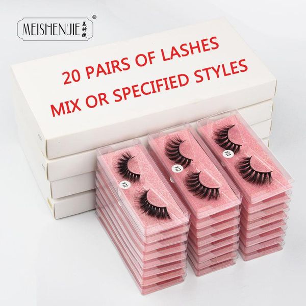 

false eyelashes meishenjie wholesale 20/30/40/100pcs 3d mink lashes natural makeup in bulk