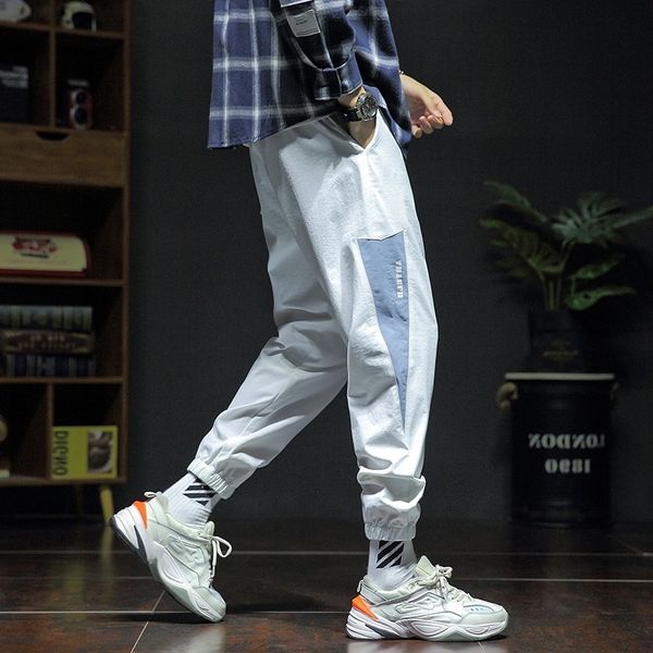 

spring summer casual elastic waist men's pants, Black