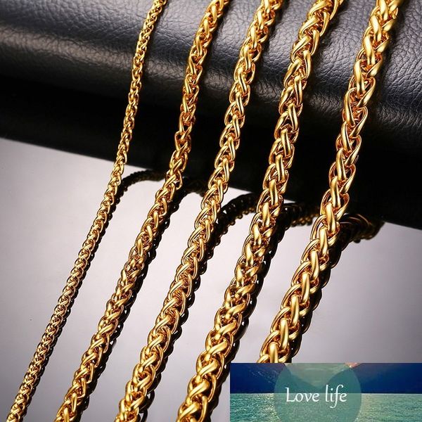 Edelstahl-Goldfarbe, dreifache Seilkette, Herren-Halskette, 61 cm, Charm-Schmuck, 3 mm, 5 mm, 7 mm, Großhandelspreis