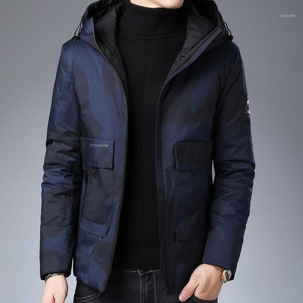 

new mens down jacket men winter coat fashion winter warm white duck thick down jacket hooded outerwear1, Black