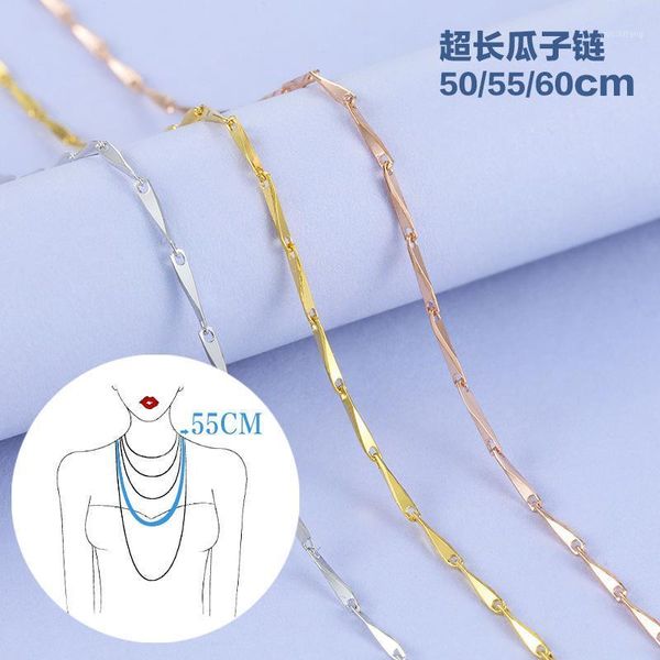 

chains martick 925 silver jewelry melon chain sweater necklace super long 50/55/60cm gold/rose gold/silver color bijoux gsc261