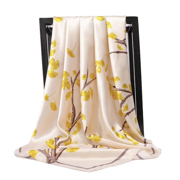 

scarves fashion kerchief women hijab scarf bandana for head floral print silk satin hair scarfs female 90*90cm square shawls and, Blue;gray