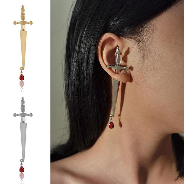 

hip-hop earrings female dark sword cool handsome earrings trendy net red cross sword, Golden;silver